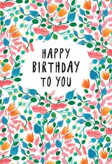 Pink Leaves - Happy Birthday Card